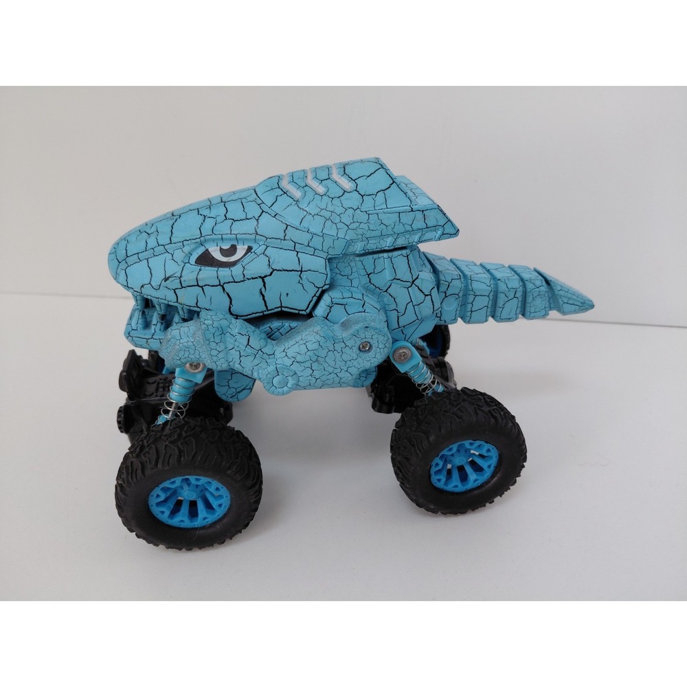 Kids Monster Truck Toy Dinosaur Pull Back Car 4x4 Blue
